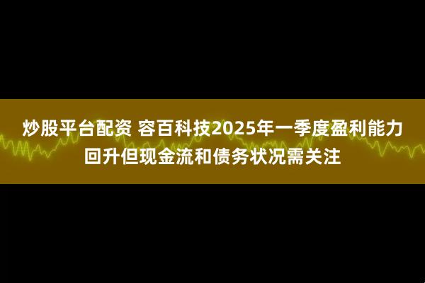 炒股平台配资 容百科技2025年一季度盈利能力回升但现金流和债务状况需关注